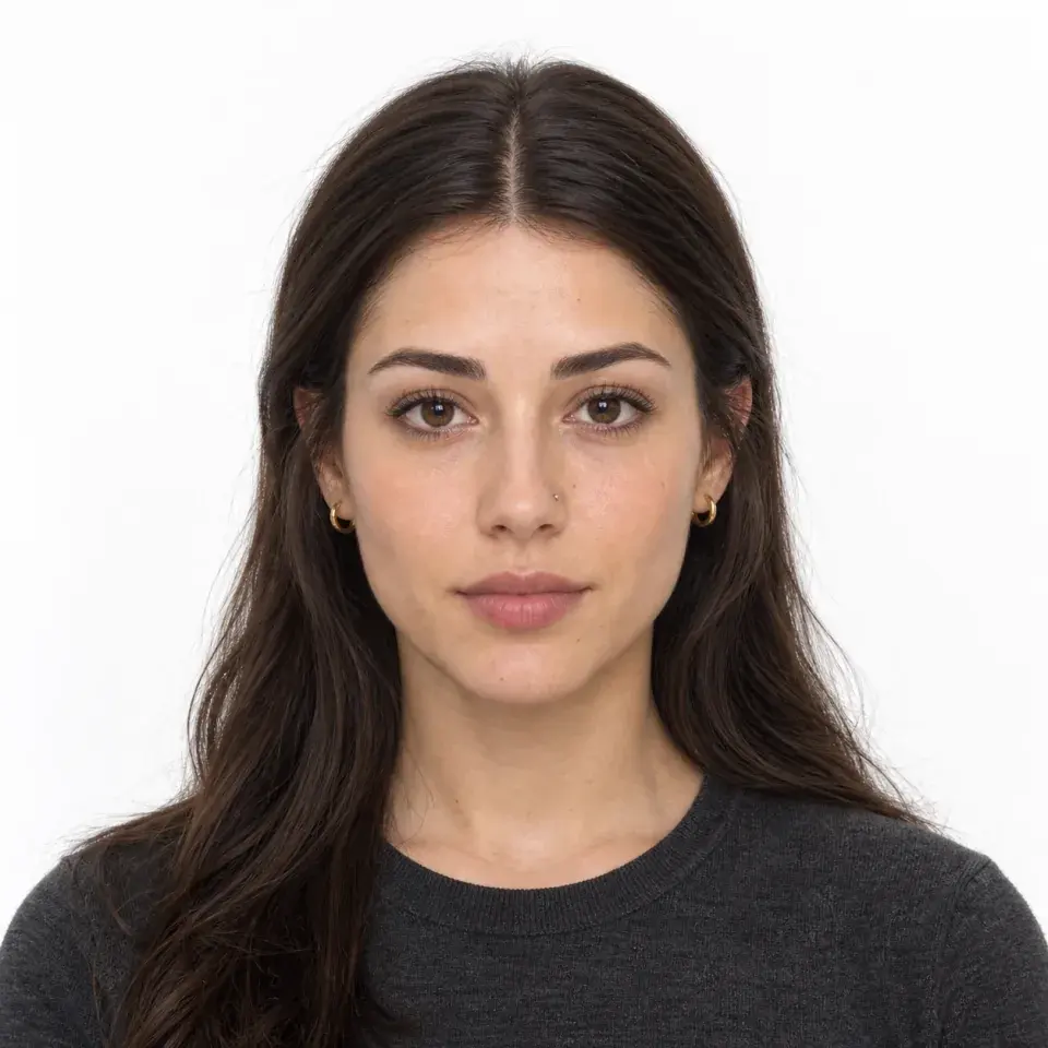 Retrato de frente enmarcado como foto para la Diversity Visa